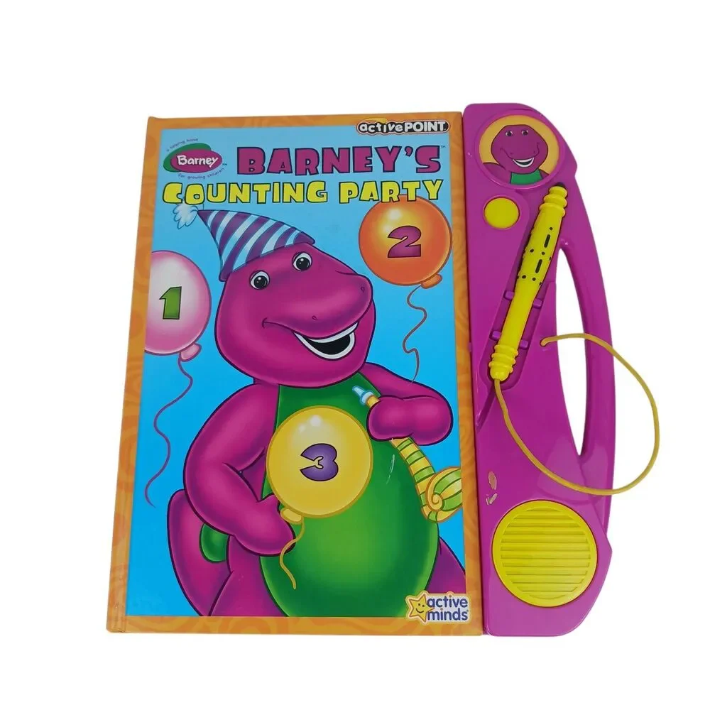 Vtg Barney Electronic Book Counting Party Interactive Pad Handle Working